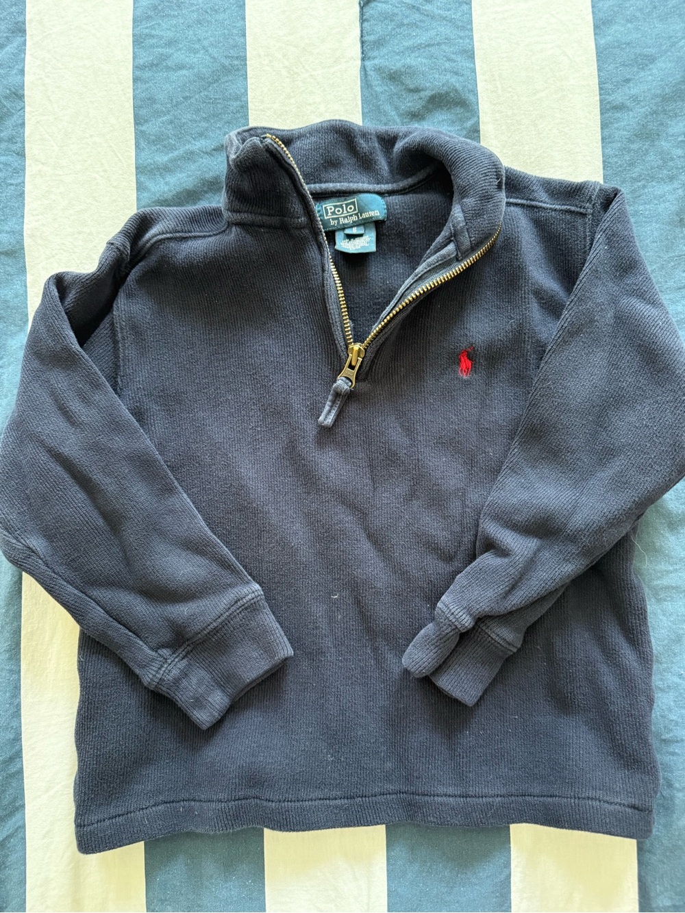 Ralph Lauren Navy Half-Zip Sweatshirt with Red Pony